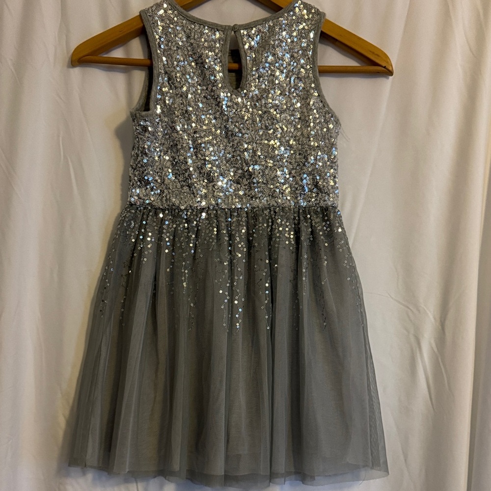 GAP Kids Girls Sequin Sparkle‎ Party Dress Gray Silver Size S (6-7) - Picture 6 of 7